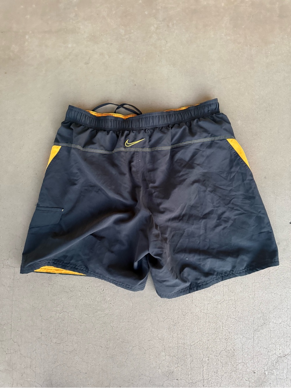 Vintage Nike Navy & Gold Swim Trunks / Athletic Shorts – Size XL